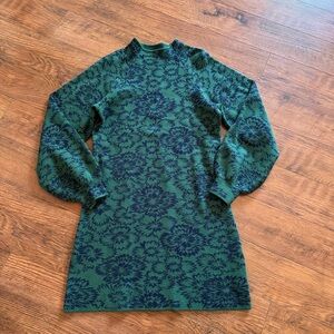 Maeve By Anthropologie The Beatriz Sweater Dress Womens Small Green Mock Neck